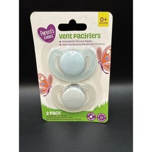 NEW Parents choice vent pacifiers 0+ M Blue White orthodontic silicone nipple